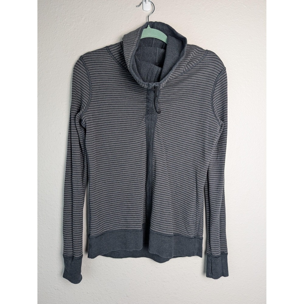 Lululemon Hoodie Womens Size Unknown Gray Stripe Cowl Neck 1/4 Zip Reversible